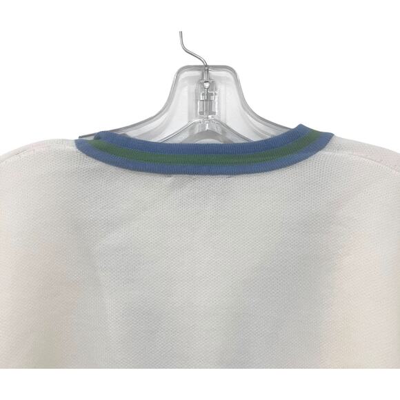 Tuckernuck Women's Camden V-Neck Soft Sweater Poncho Ivory/Blue OS $128 - Picture 8 of 13